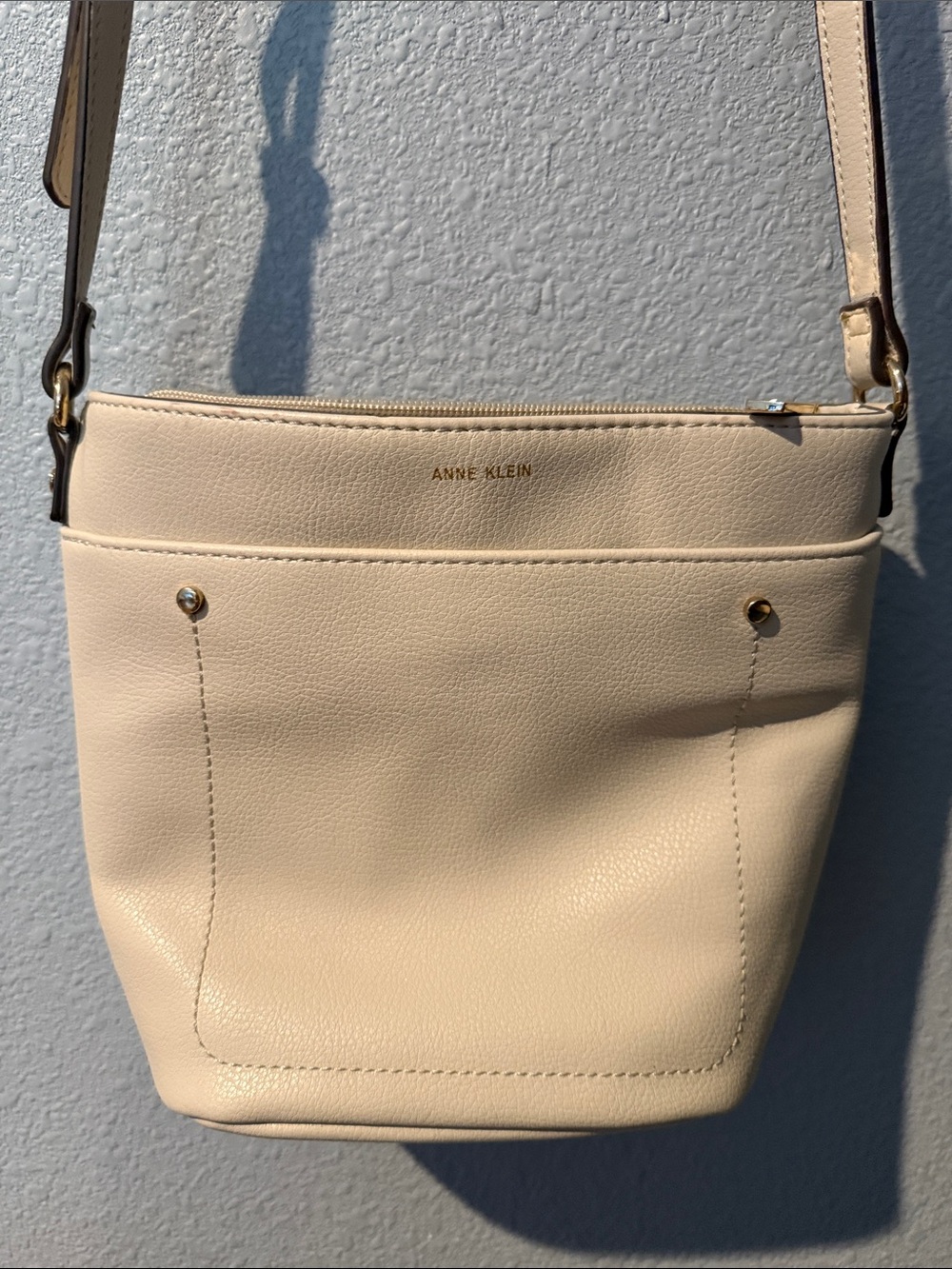 Anne Klein Cream Crossbody Bag with Adjustable Strap